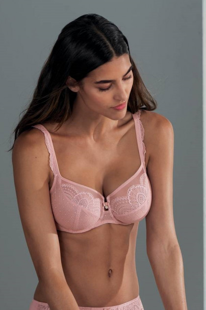 SELMA - Underwire bra with lace and Swarovski crystal on low neckline