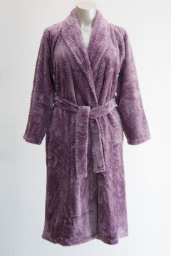 Long fleece robe with belt