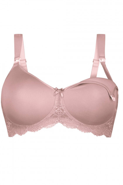 Comfortable nonwired nursing bra with padded cups and lace