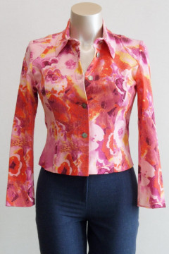 Floral jacket with silver buttons. Made of durable cotton. Size 38