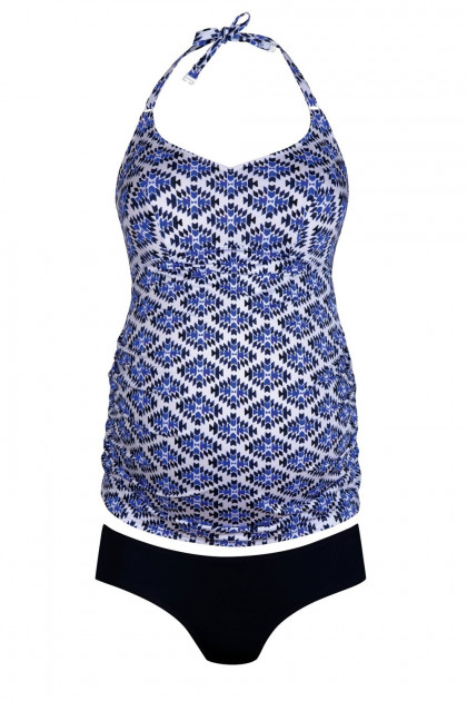 Elegant pregnancy nonwired tankini that can also be tied at the neck