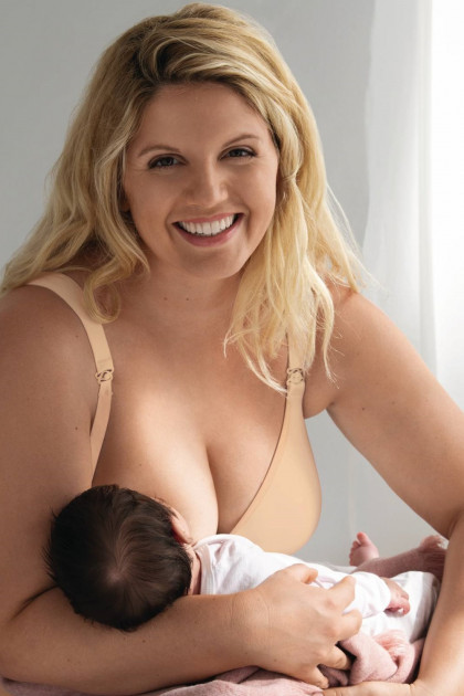 Nonwired nursing bra with padded cups